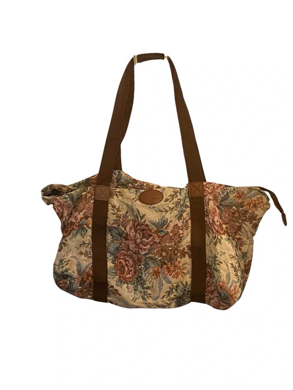 Vintage Renaissance Floral Tapestry Tote  duffle Bag boho cottagecore Grandma